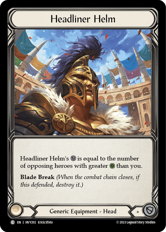 Headliner Helm — Heavy Hitters Flesh and Blood card by Erick Efata