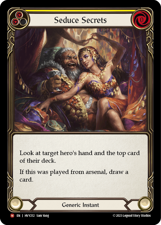 Seduce Secrets — Heavy Hitters Flesh and Blood card by Sam Yang