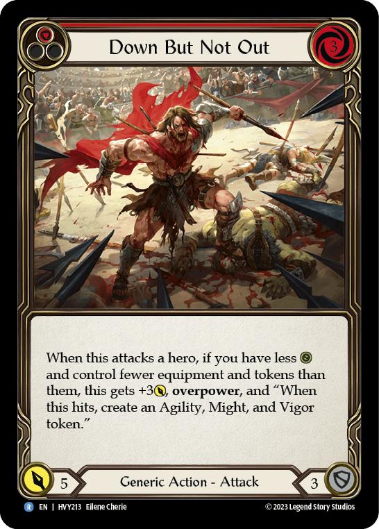 Down But Not Out (Red) — Heavy Hitters Flesh and Blood card by Eilene Cherie