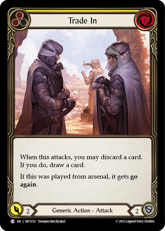 Trade In (Yellow) — Heavy Hitters Flesh and Blood card by Tanapon Wachirakul