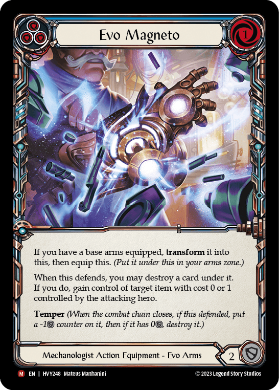 Evo Magneto — Heavy Hitters Flesh and Blood card by Mateus Manhanini