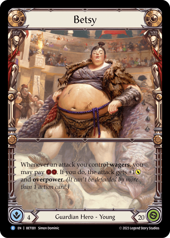 Betsy — Blitz Deck: Heavy Hitters - Betsy Flesh and Blood card by Simon Dominic