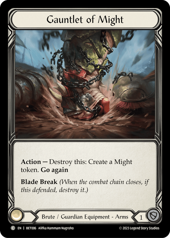 Gauntlet of Might — Blitz Deck: Heavy Hitters - Betsy Flesh and Blood card by Alfika Hammam Nugroho