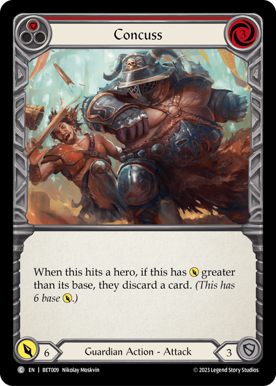 Concuss (Red) — Blitz Deck: Heavy Hitters - Betsy Flesh and Blood card by Nikolay Moskvin