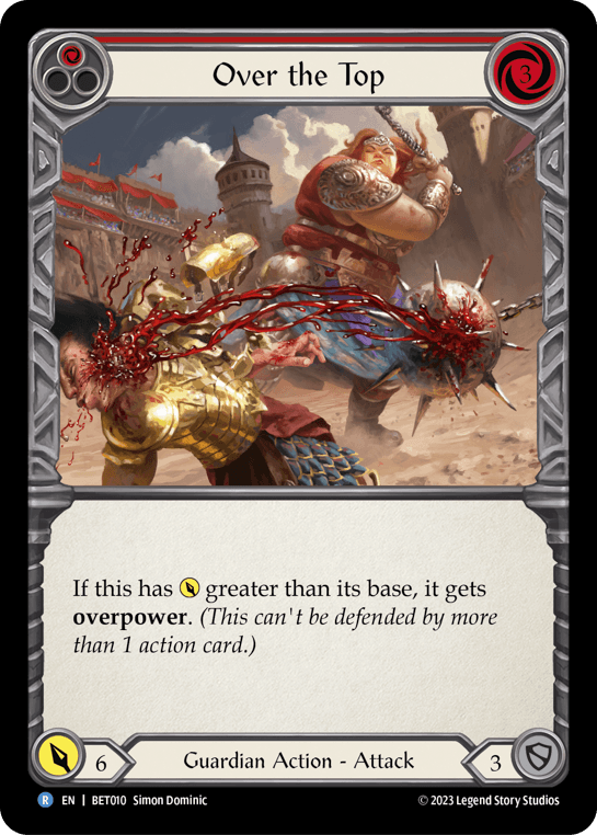 Over the Top (Red) — Blitz Deck: Heavy Hitters - Betsy Flesh and Blood card by Simon Dominic