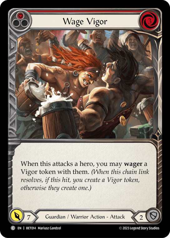 Wage Vigor (Red) — Blitz Deck: Heavy Hitters - Betsy Flesh and Blood card by Mariusz Gandzel