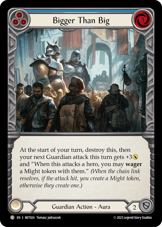 Bigger Than Big (Blue) — Blitz Deck: Heavy Hitters - Betsy Flesh and Blood card by Tomasz Jedruszek