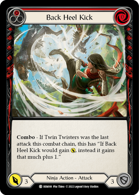Back Heel Kick (Red) — Blitz Deck: Outsiders - Benji Flesh and Blood card by Phu Thieu