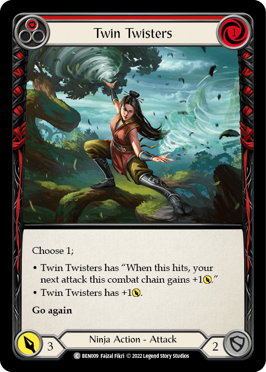 Twin Twisters (Red) — Blitz Deck: Outsiders - Benji Flesh and Blood card by Faizal Fikri