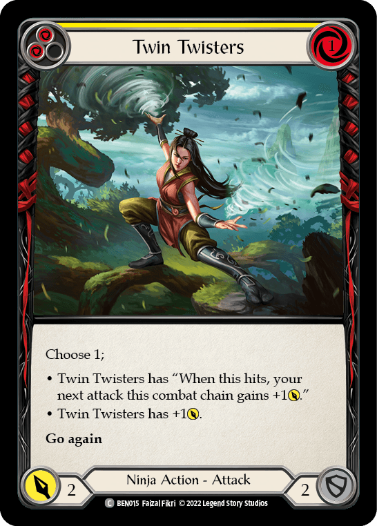 Twin Twisters (Yellow) — Blitz Deck: Outsiders - Benji Flesh and Blood card by Faizal Fikri