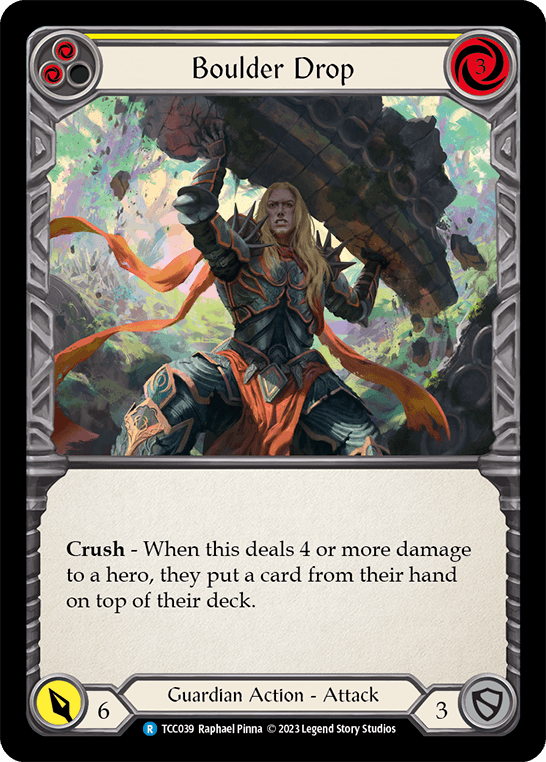 Boulder Drop (Yellow) — Round the Table: TCCxLSS Flesh and Blood card by Raphael Pinna