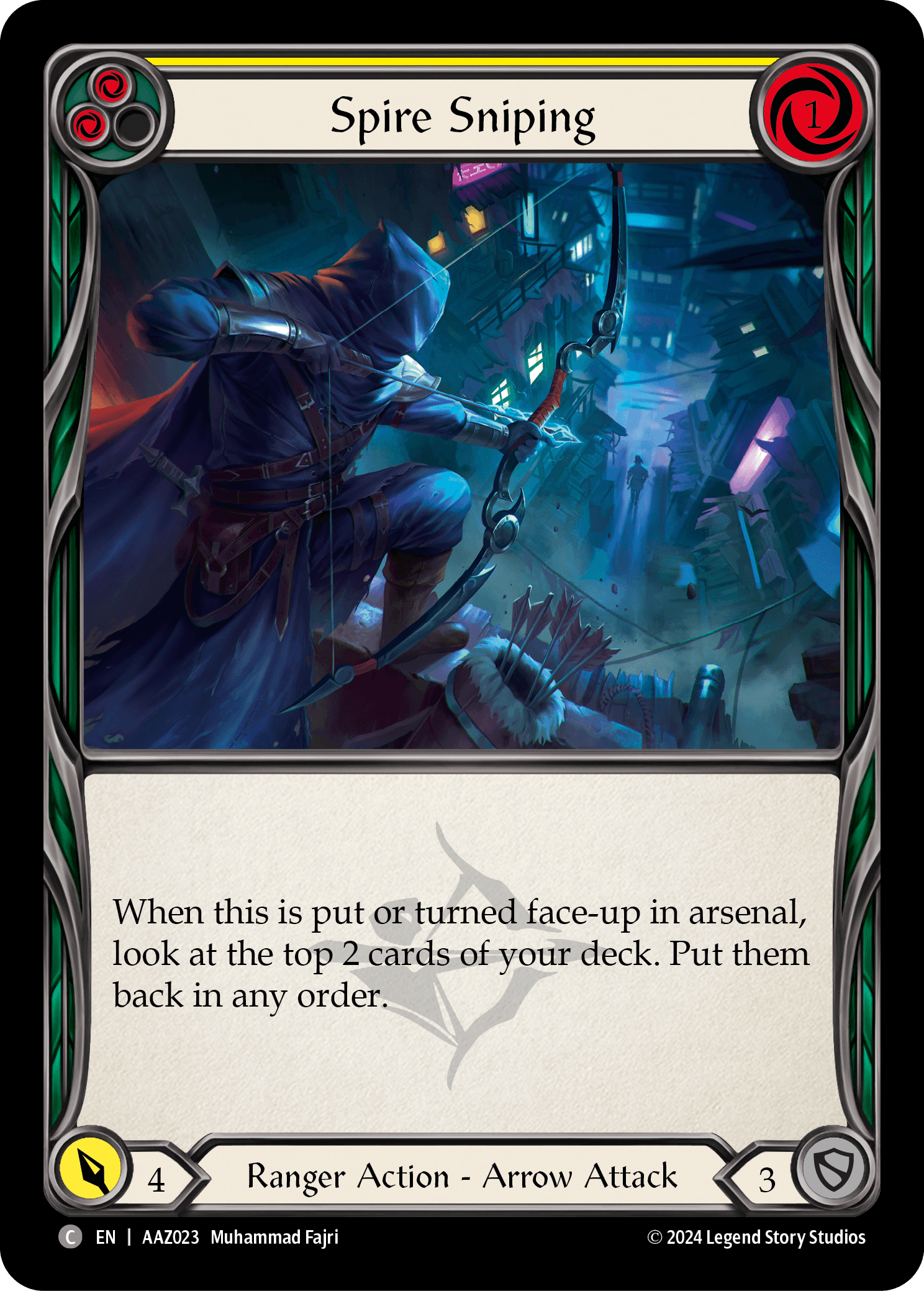 Spire Sniping (Yellow) — Armory Deck: Azalea Flesh and Blood card by Muhammad Fajri