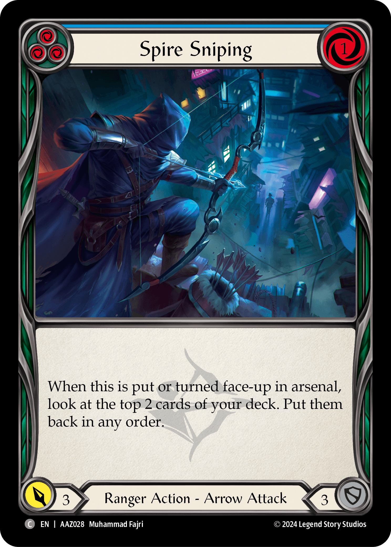 Spire Sniping (Blue) — Armory Deck: Azalea Flesh and Blood card by Muhammad Fajri