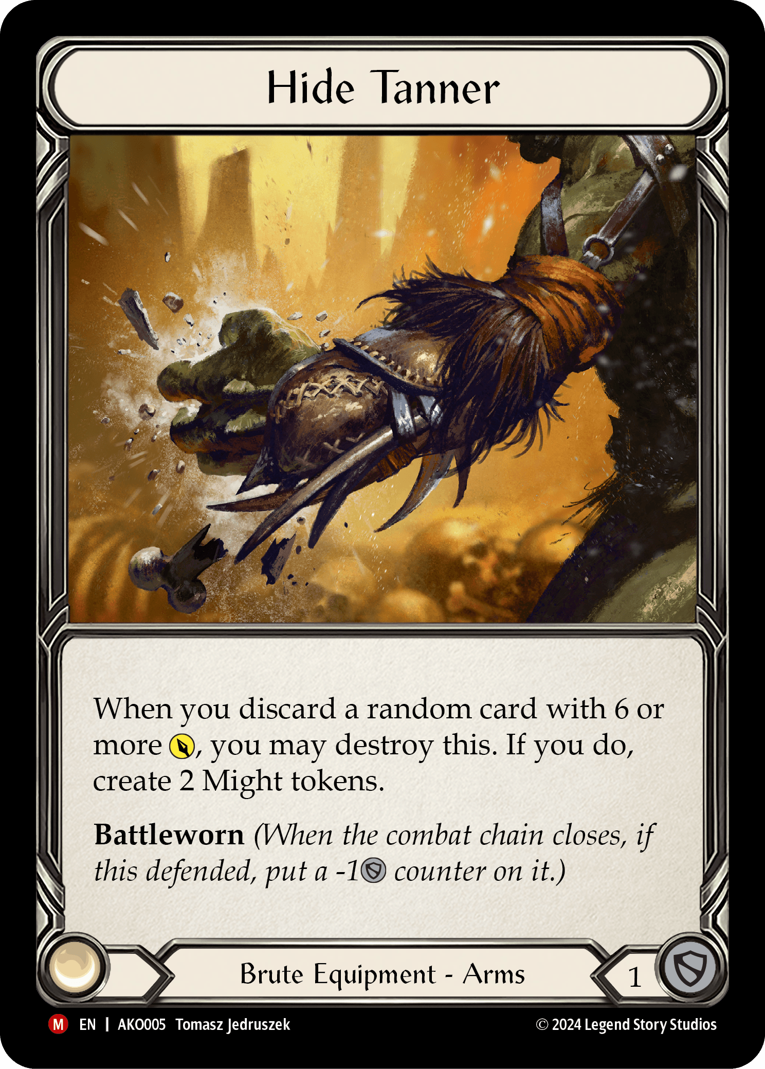 Hide Tanner — Armory Deck: Kayo Flesh and Blood card by Tomasz Jedruszek