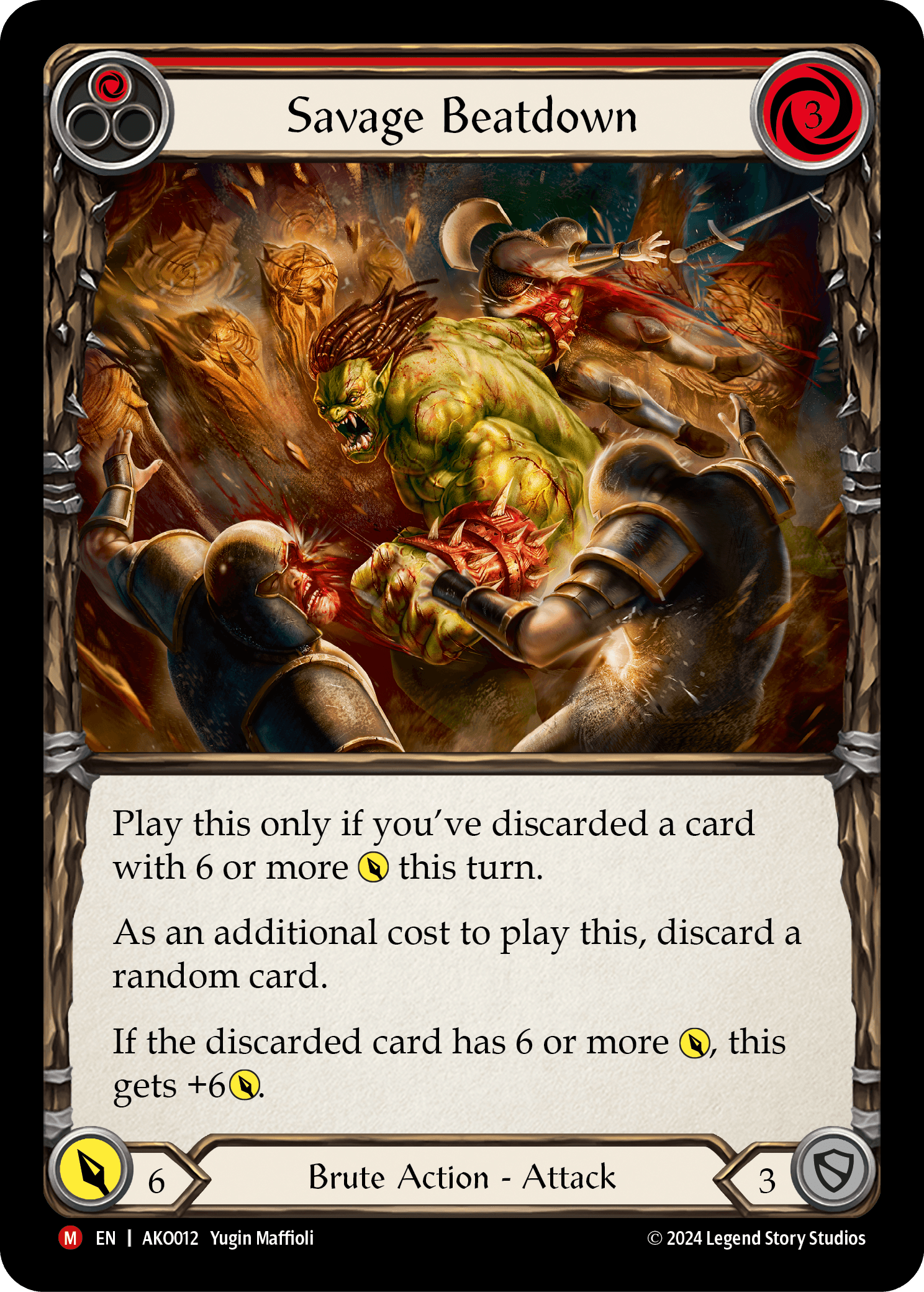 Savage Beatdown — Armory Deck: Kayo Flesh and Blood card by Yugin Maffioli