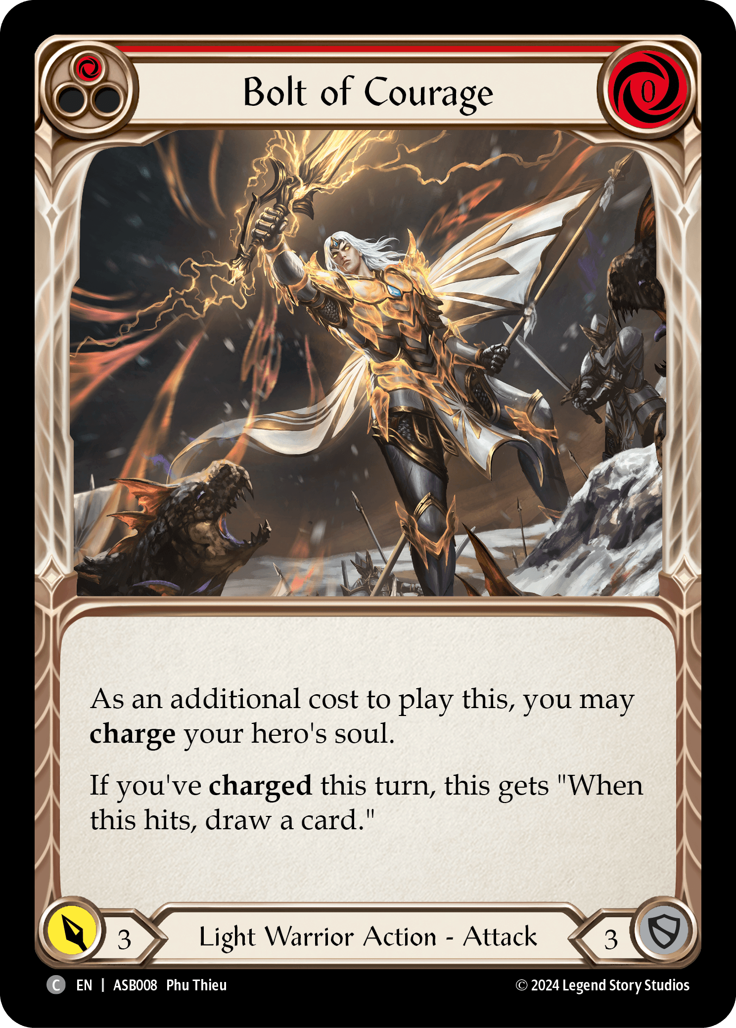 Bolt of Courage (Red) — Armory Deck: Boltyn Flesh and Blood card by Phu Thieu