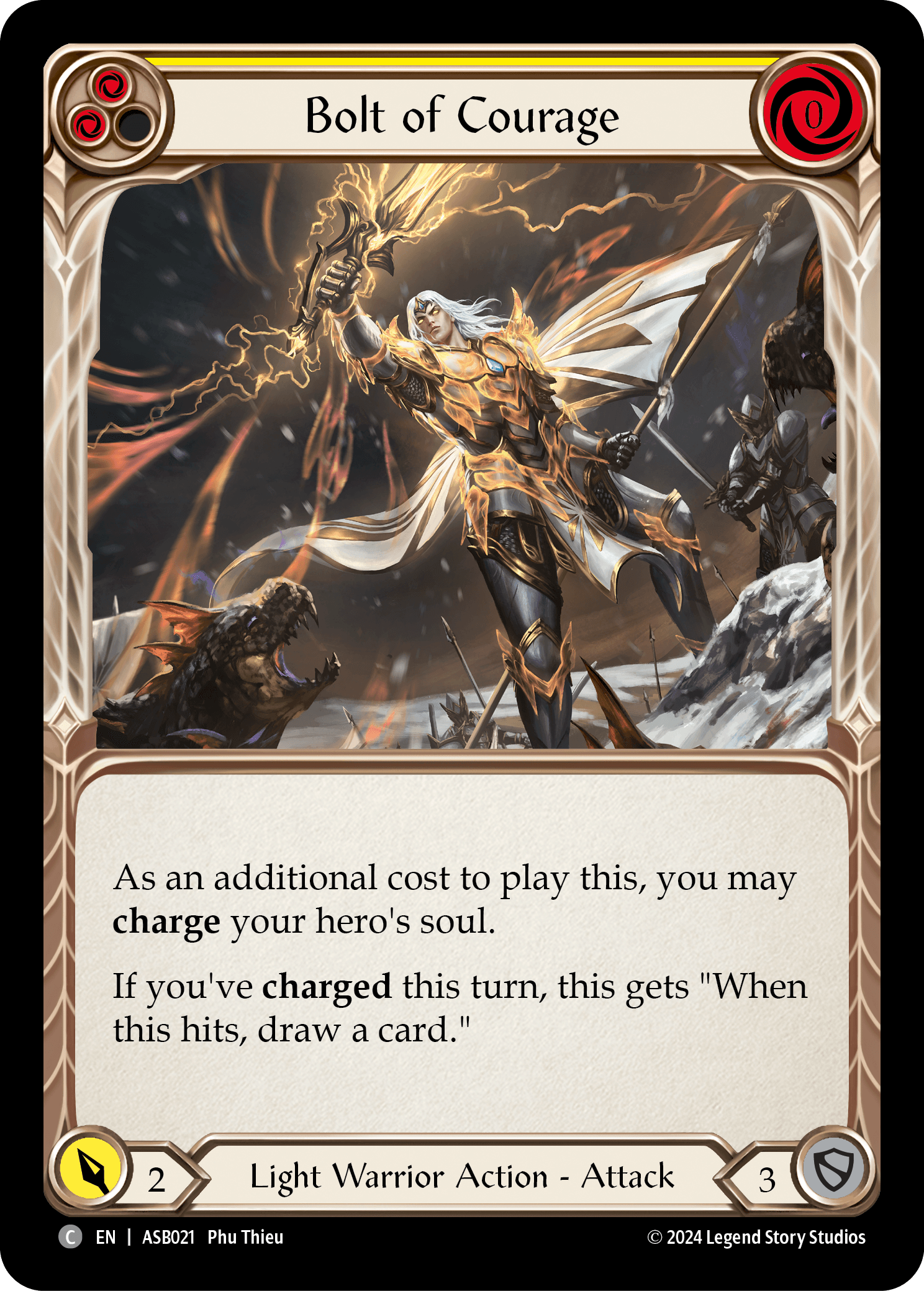 Bolt of Courage (Yellow) — Armory Deck: Boltyn Flesh and Blood card by Phu Thieu