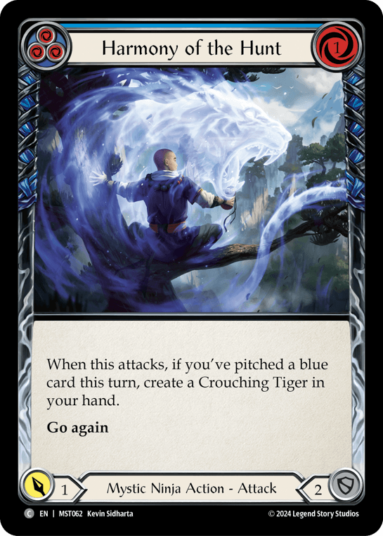 Harmony of the Hunt (Blue) — Part the Mistveil Flesh and Blood card by Kevin Sidharta
