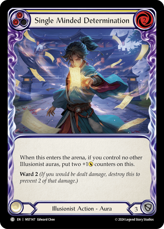 Single Minded Determination (Yellow) — Part the Mistveil Flesh and Blood card by Edward Chee