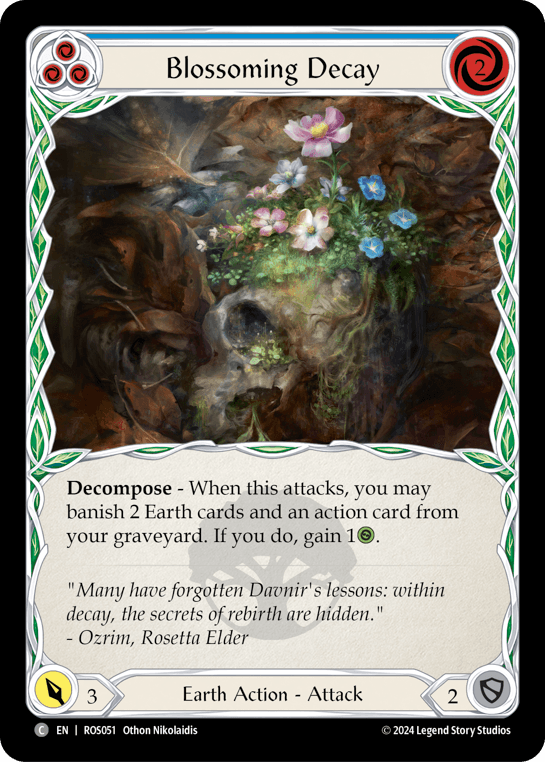 Blossoming Decay (Blue) — Rosetta Flesh and Blood card by Othon Nikolaidis