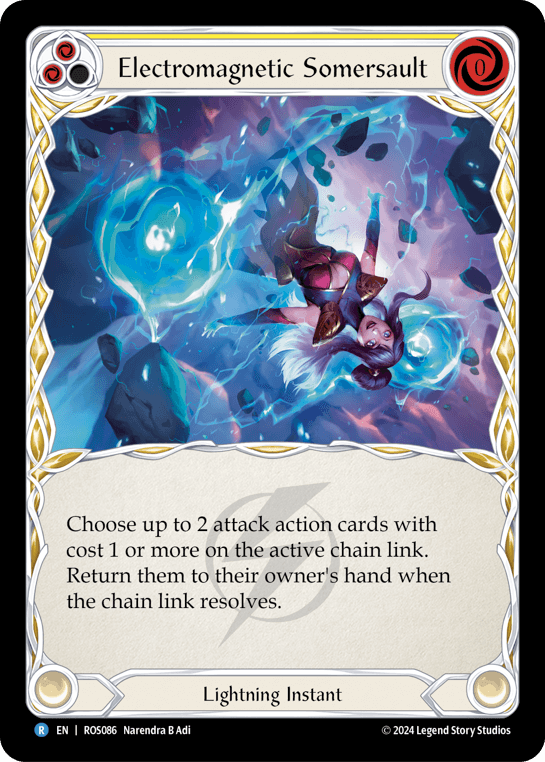Electromagnetic Somersault (Yellow) — Rosetta Flesh and Blood card by Narendra B Adi
