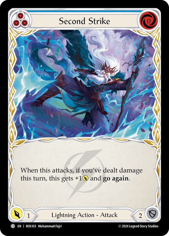 Second Strike (Blue) — Rosetta Flesh and Blood card by Muhammad Fajri