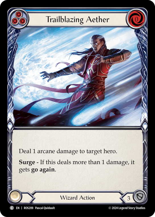 Trailblazing Aether (Blue) — Rosetta Flesh and Blood card by Pascal Quidault