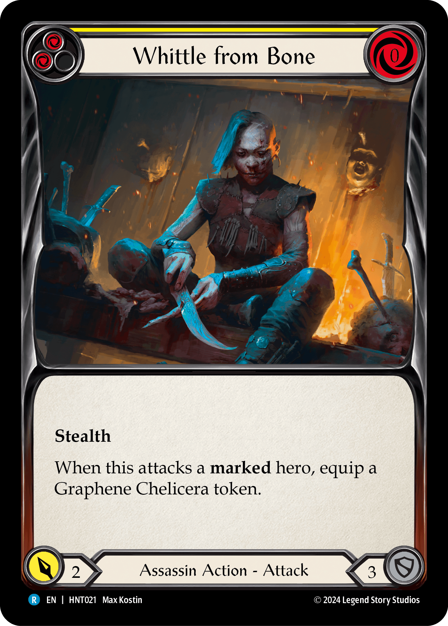 Whittle from Bone (Yellow) — The Hunted Flesh and Blood card by Max Kostin