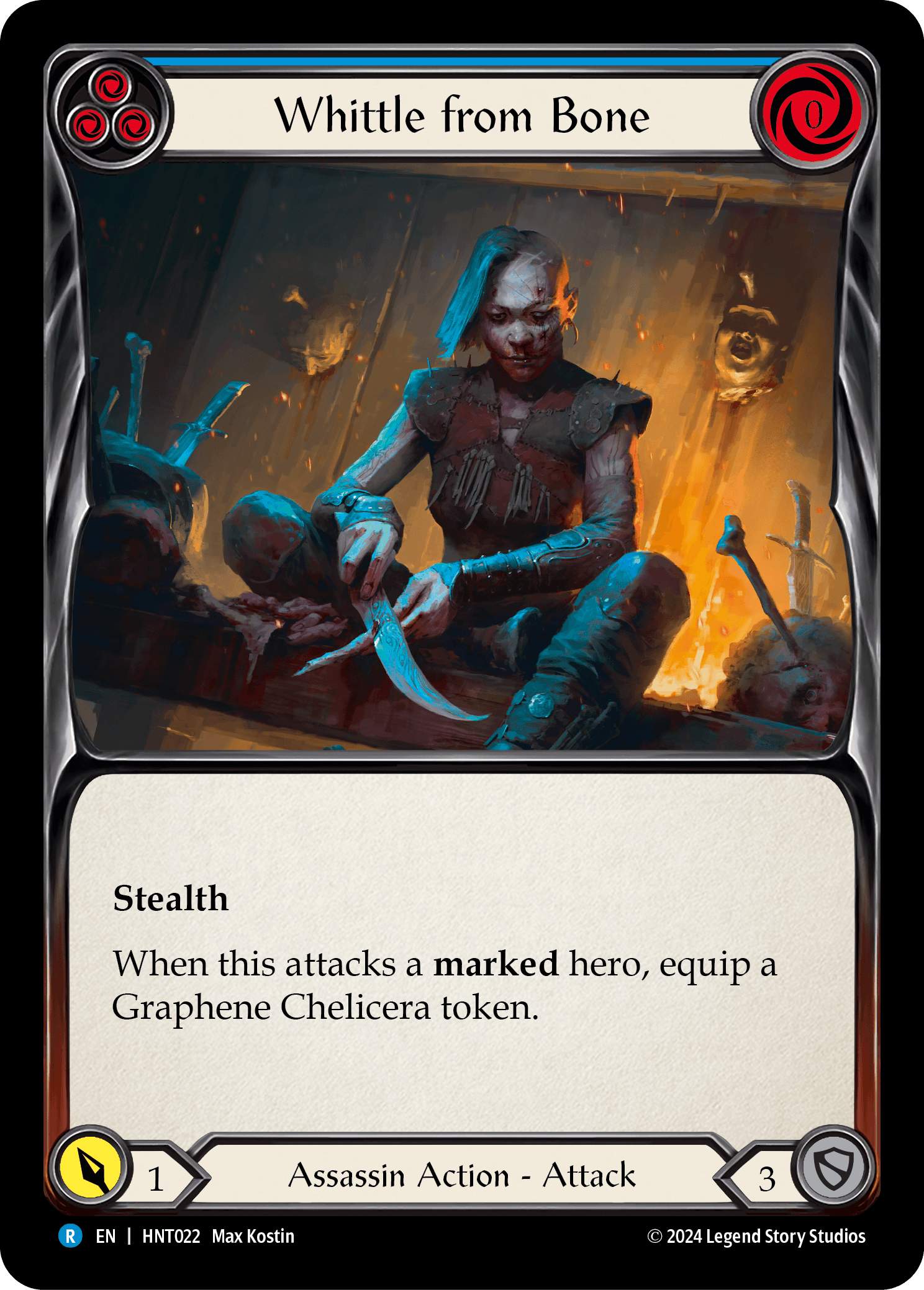 Whittle from Bone (Blue) — The Hunted Flesh and Blood card by Max Kostin