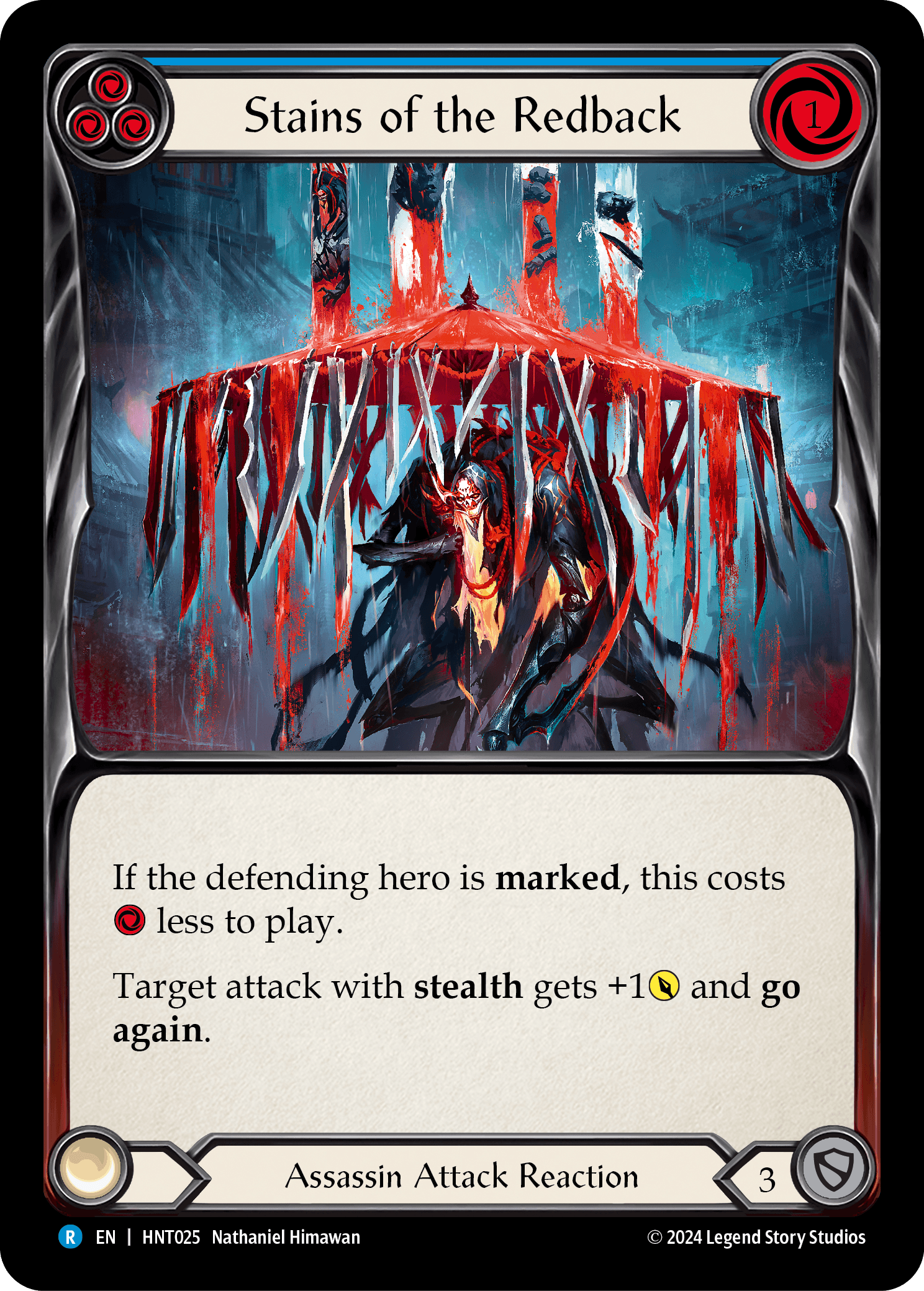 Stains of the Redback (Blue) — The Hunted Flesh and Blood card by Nathaniel Himawan