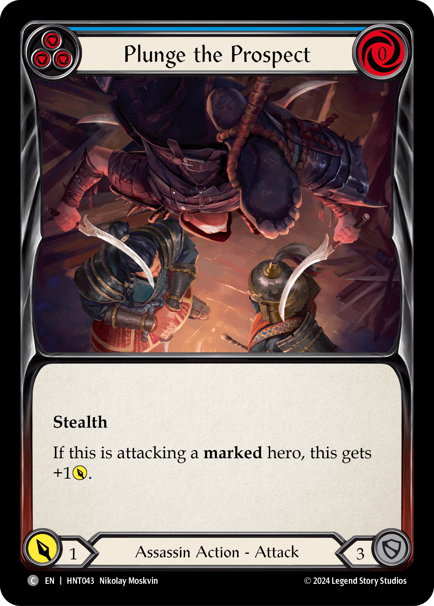 Plunge the Prospect (Blue) — The Hunted Flesh and Blood card by Nikolay Moskvin