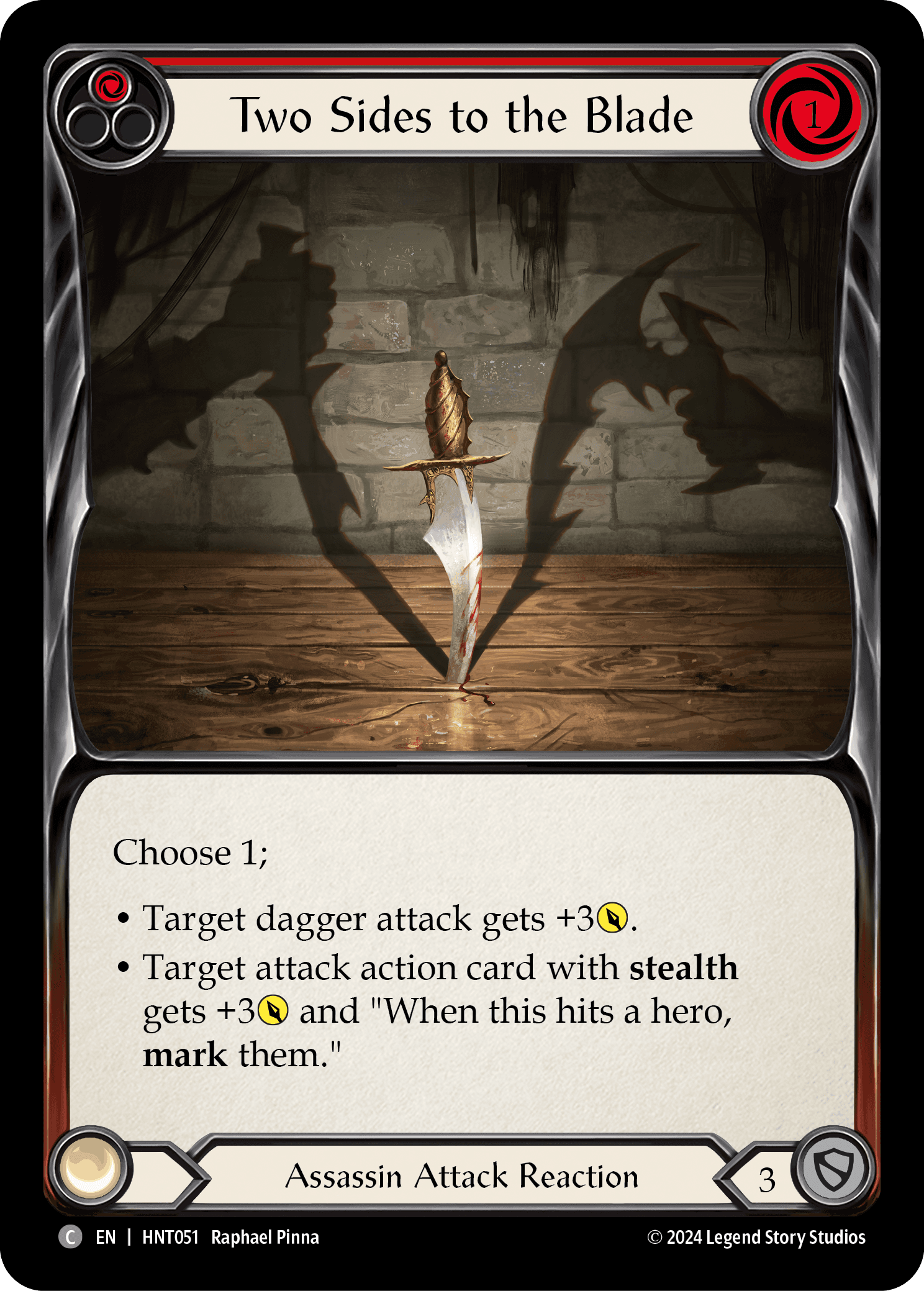 Two Sides to the Blade — The Hunted Flesh and Blood card by Raphael Pinna