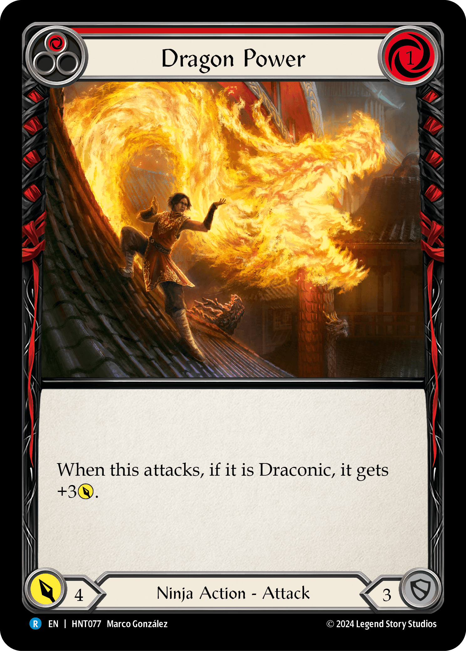 Dragon Power (Red) — The Hunted Flesh and Blood card by Marco Gonzalez