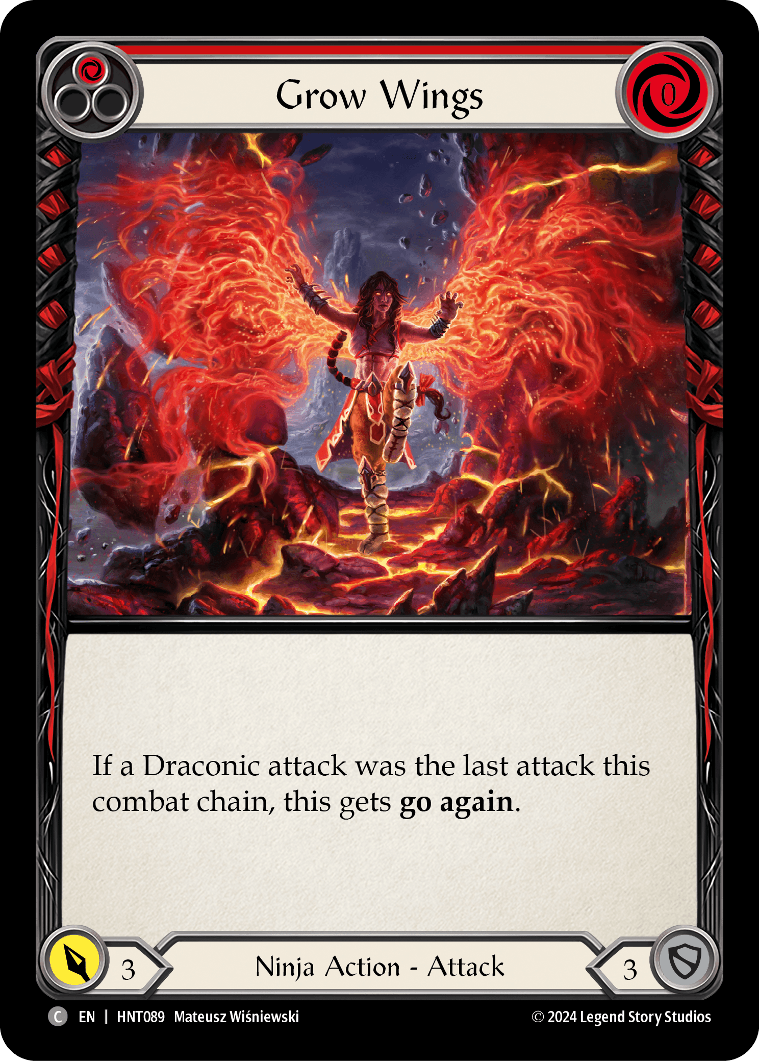 Grow Wings (Red) — The Hunted Flesh and Blood card by Mateusz Wiśniewski