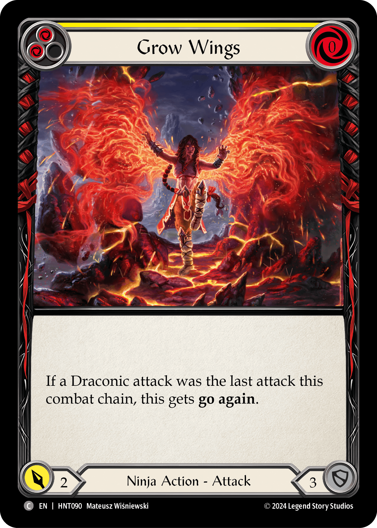 Grow Wings (Yellow) — The Hunted Flesh and Blood card by Mateusz Wiśniewski