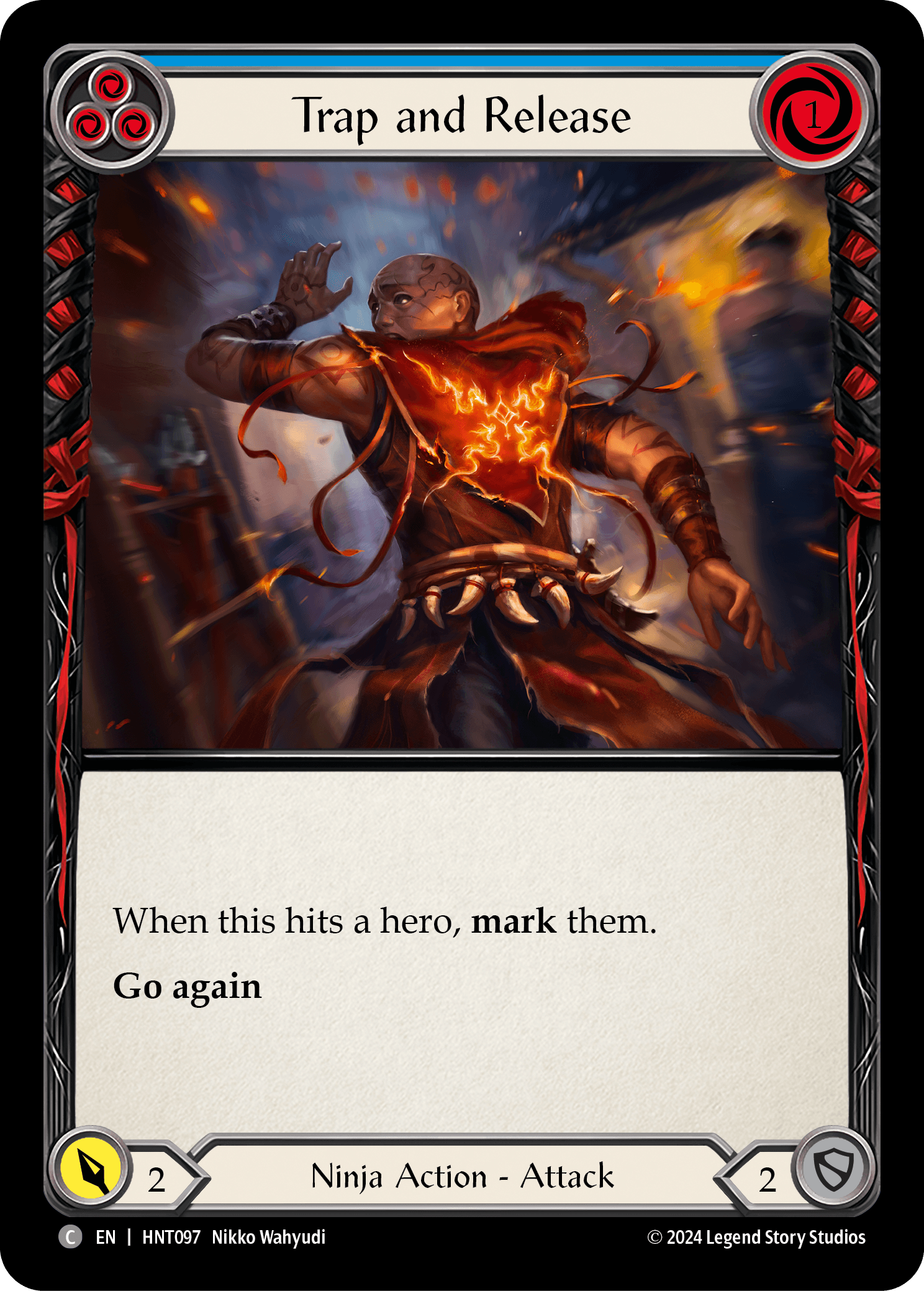 Trap and Release (Blue) — The Hunted Flesh and Blood card by Nikko Wahyudi