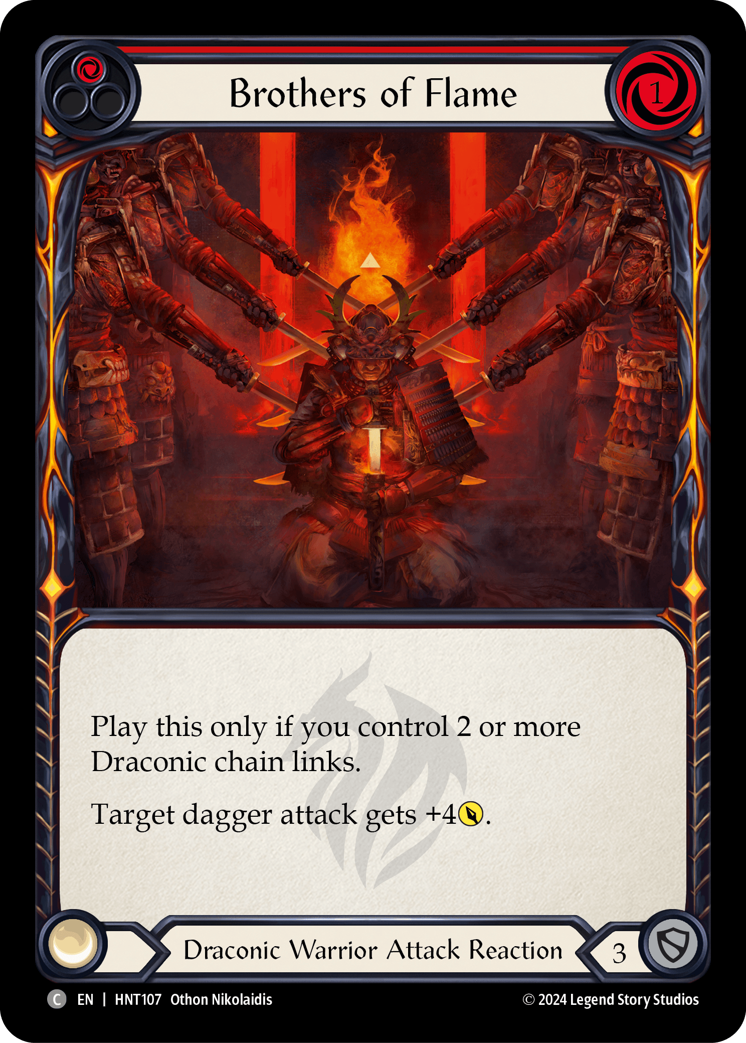 Brothers of Flame (Red) — The Hunted Flesh and Blood card by Othon Nikolaidis