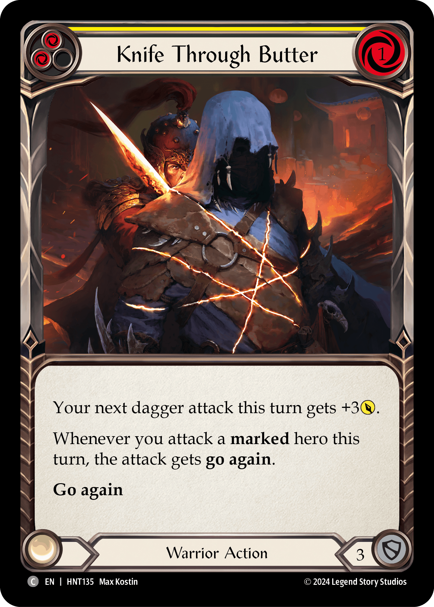 Knife through Butter (Yellow) — The Hunted Flesh and Blood card by Max Kostin