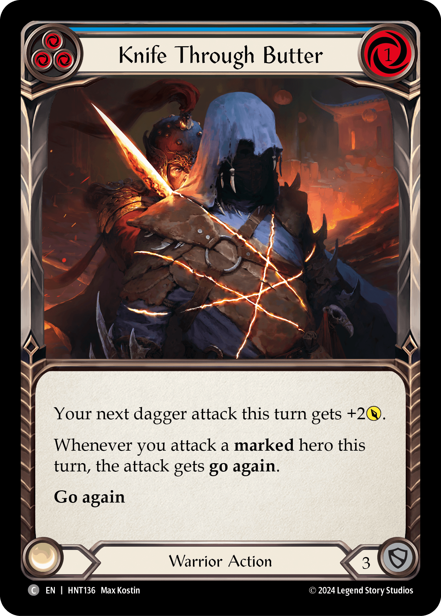 Knife through Butter (Blue) — The Hunted Flesh and Blood card by Max Kostin