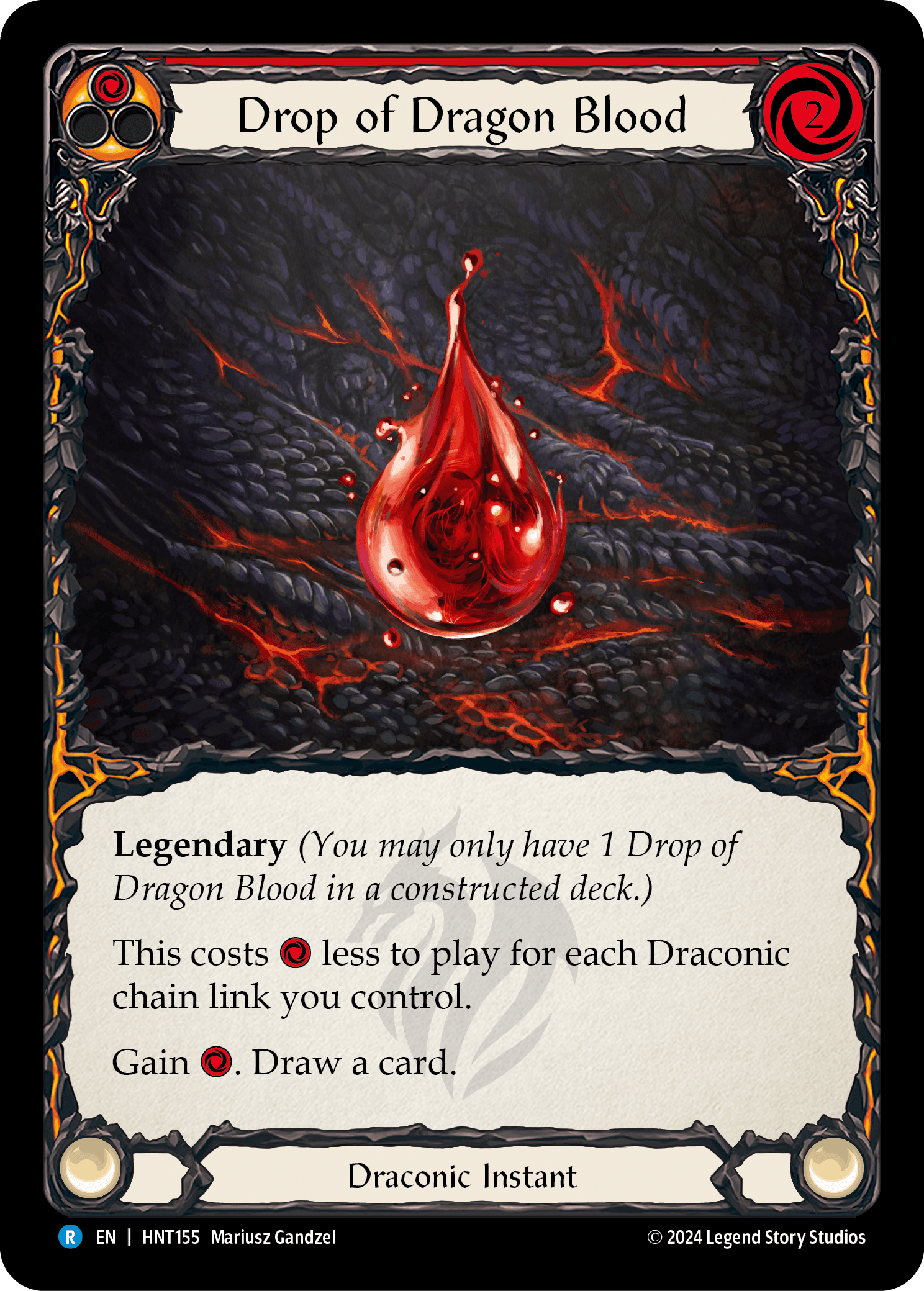 Drop of Dragon Blood (Red) — The Hunted Flesh and Blood card by Mariusz Gandzel