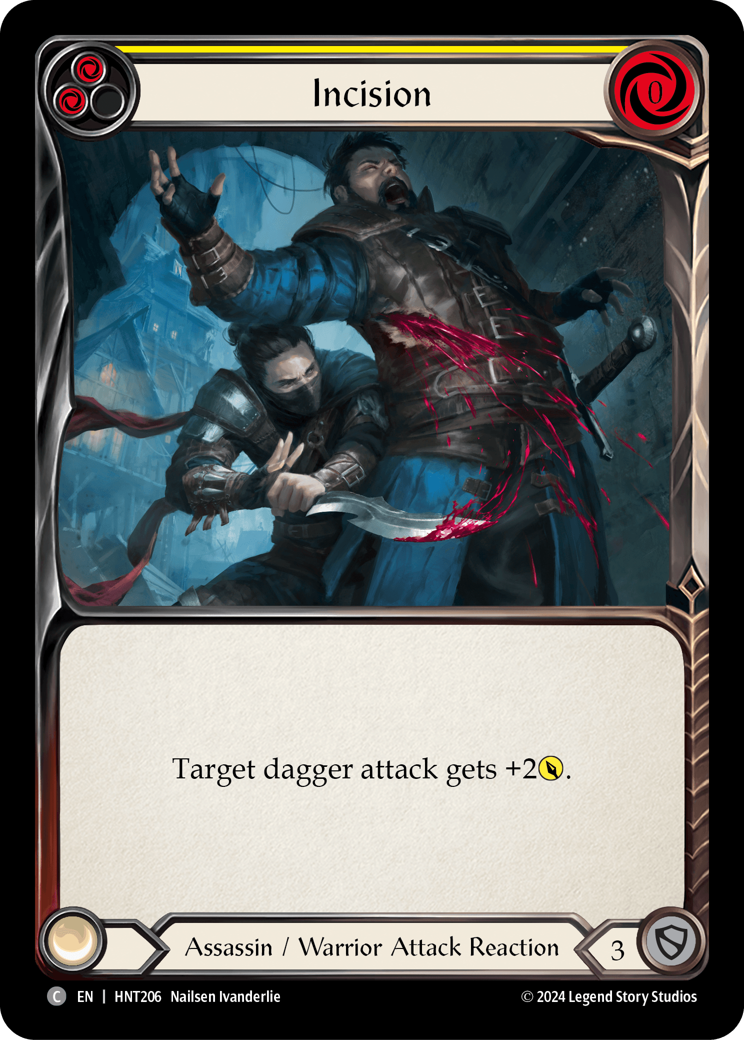 Incision (Yellow) — The Hunted Flesh and Blood card by Nailsen Ivanderlie
