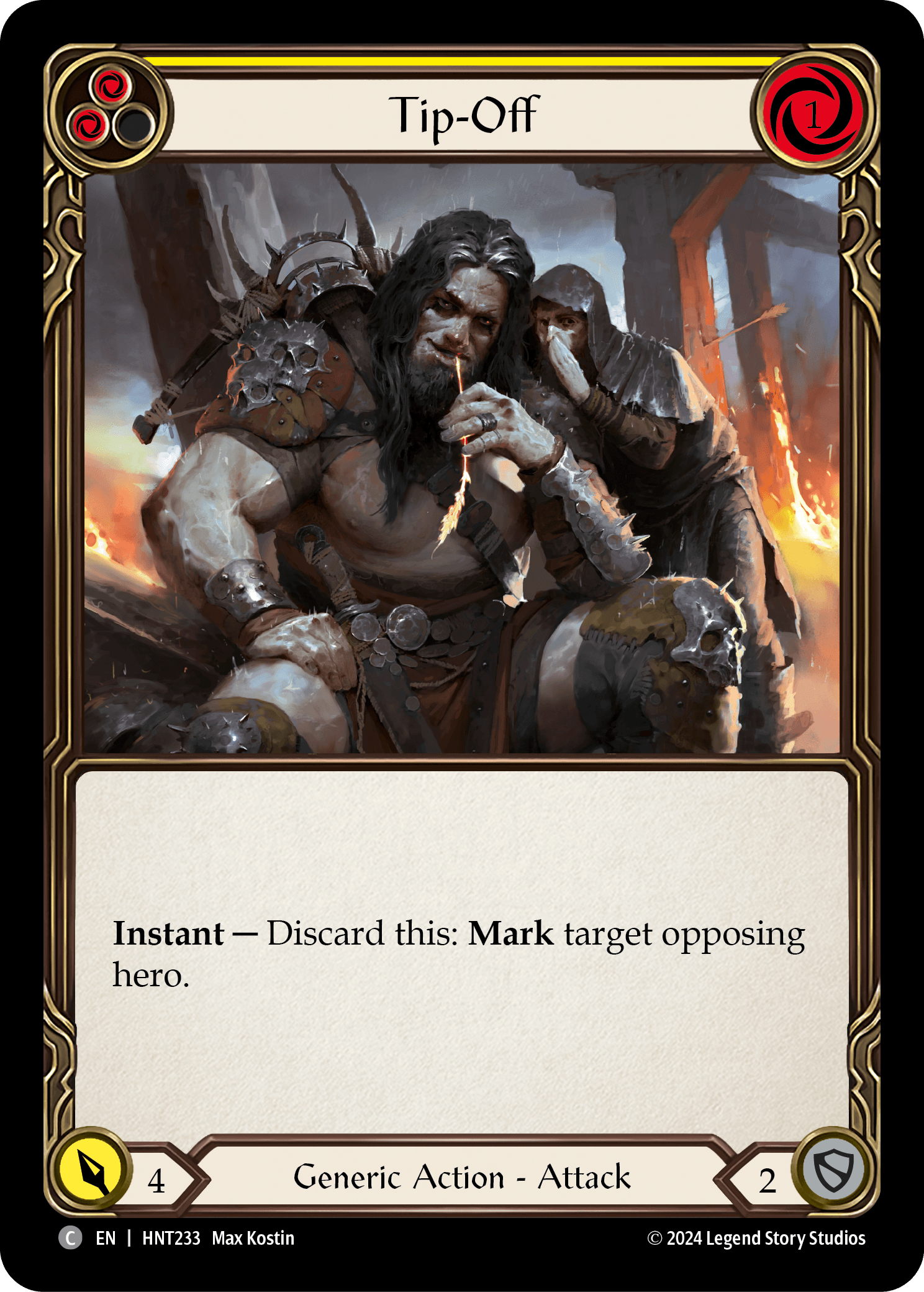 Tip-Off (Yellow) — The Hunted Flesh and Blood card by Max Kostin