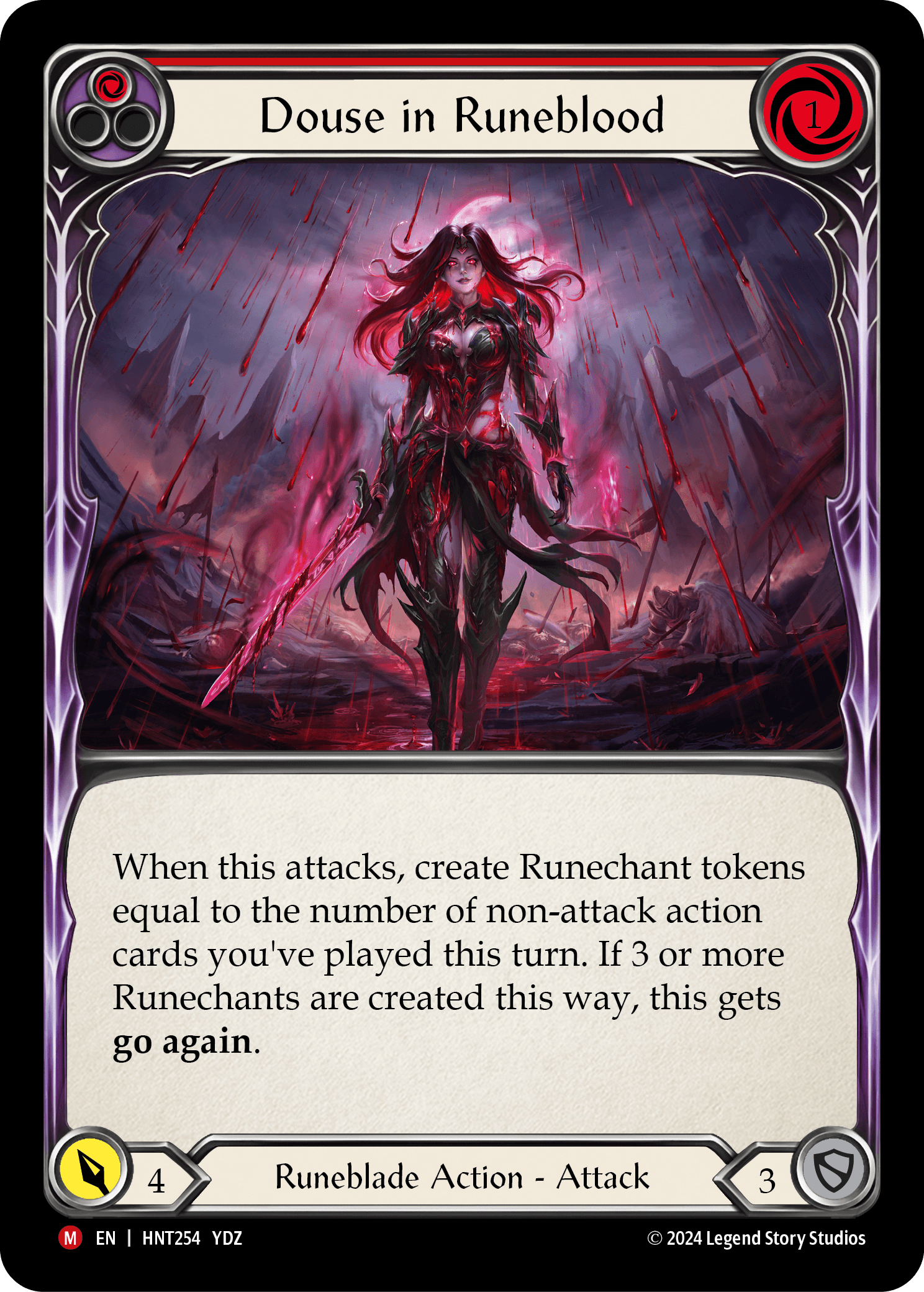 Douse in Runeblood — The Hunted Flesh and Blood card by YDZ