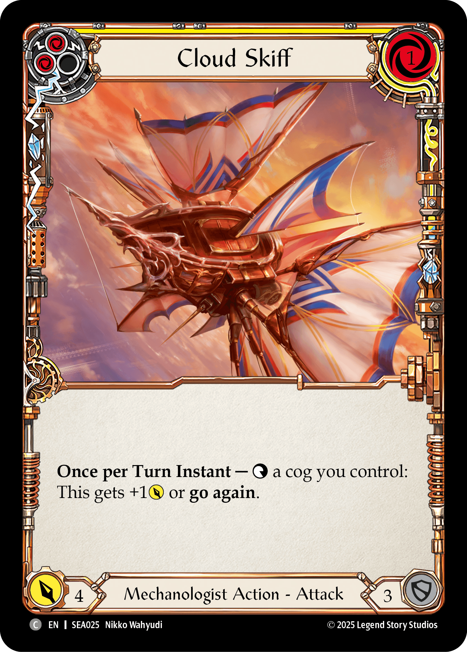 Cloud Skiff (Yellow) — High Seas Flesh and Blood card by Nikko Wahyudi