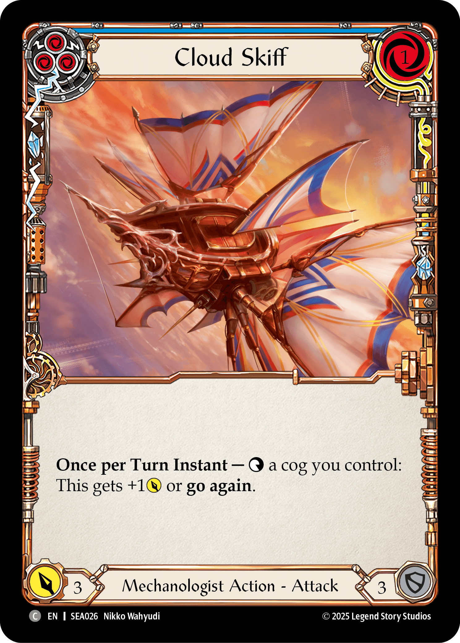 Cloud Skiff (Blue) — High Seas Flesh and Blood card by Nikko Wahyudi