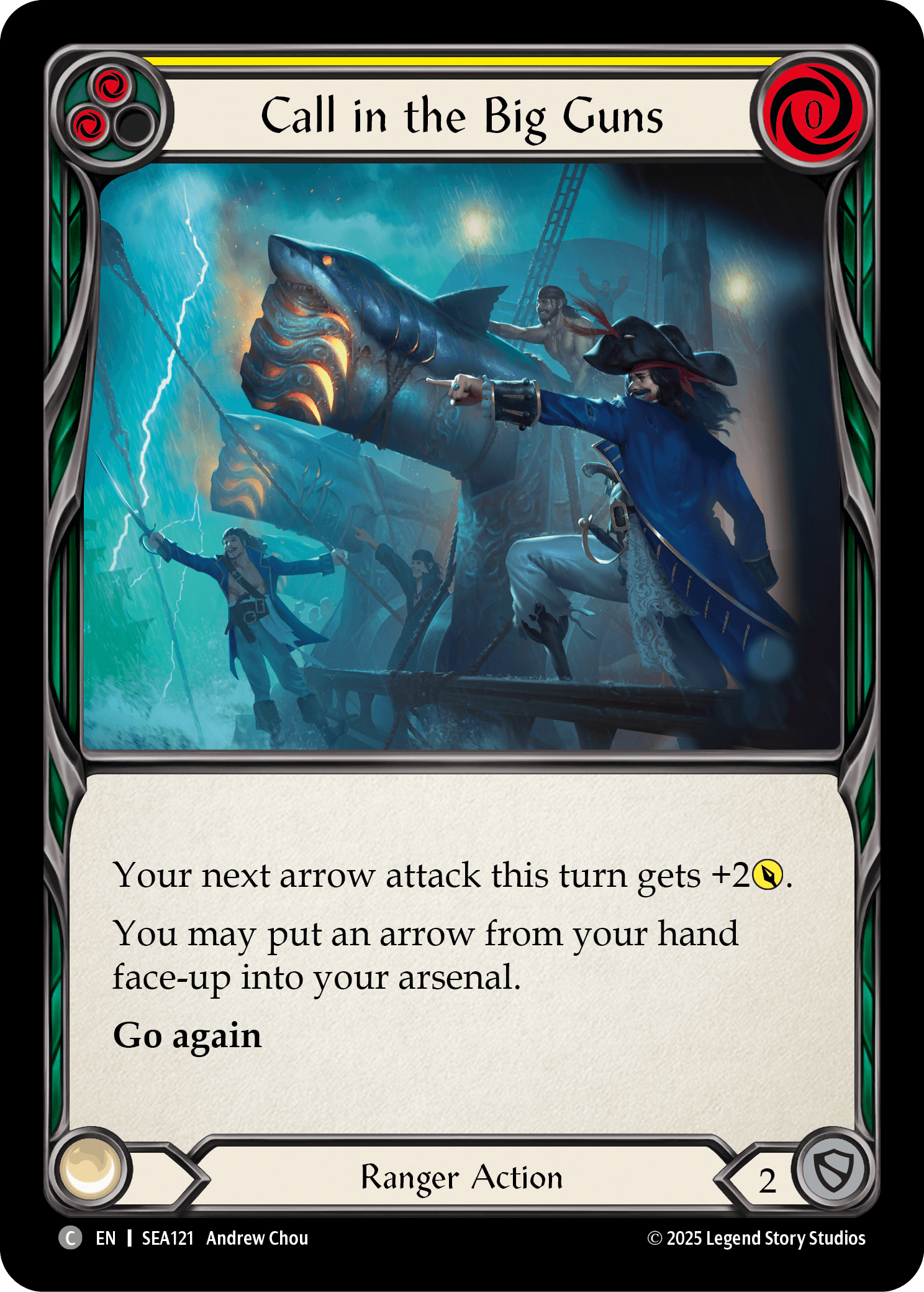 Call in the Big Guns (Yellow) — High Seas Flesh and Blood card by Andrew Chou