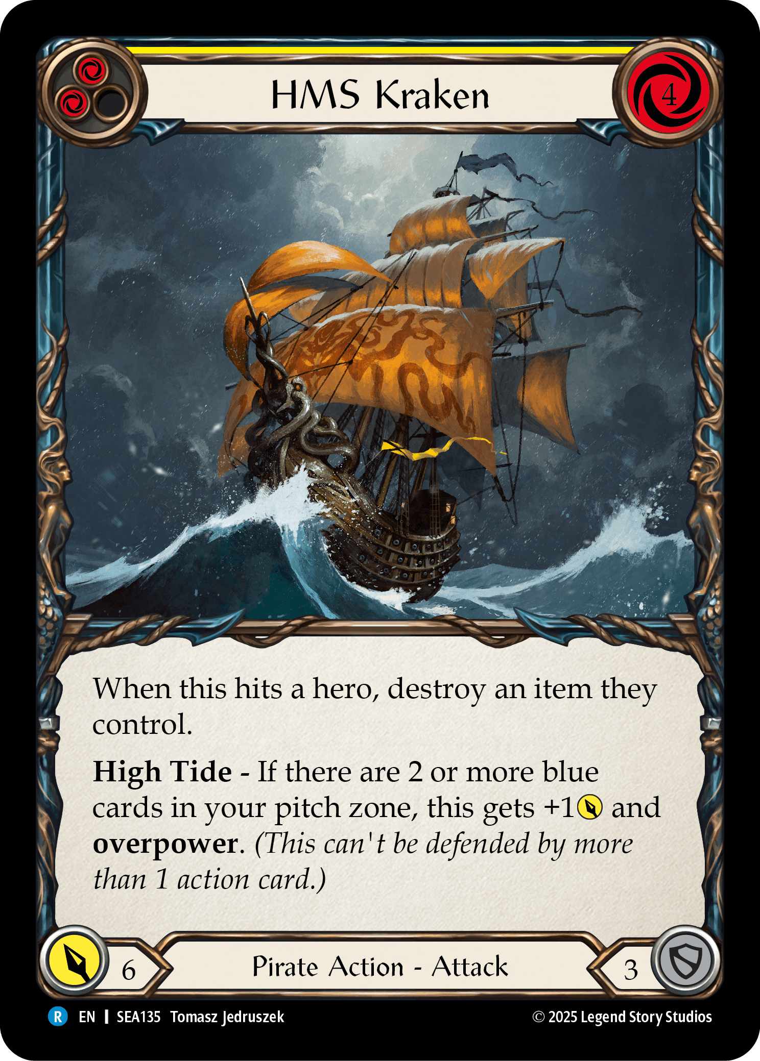 HMS Kraken (Treasure) — High Seas Flesh and Blood card by Tomasz Jedruszek