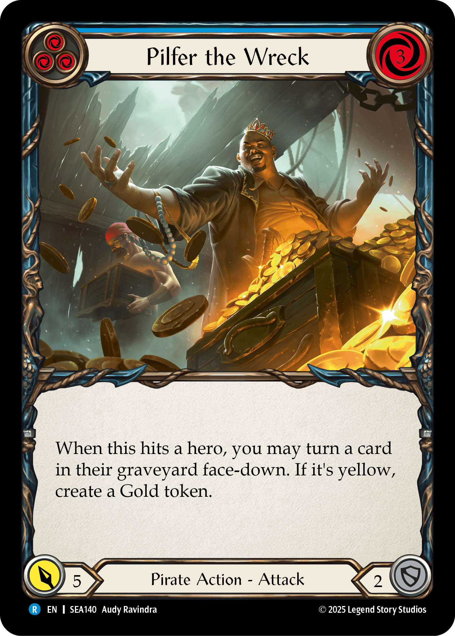 Pilfer the Wreck (Blue) (Treasure) — High Seas Flesh and Blood card by Audy Ravindra