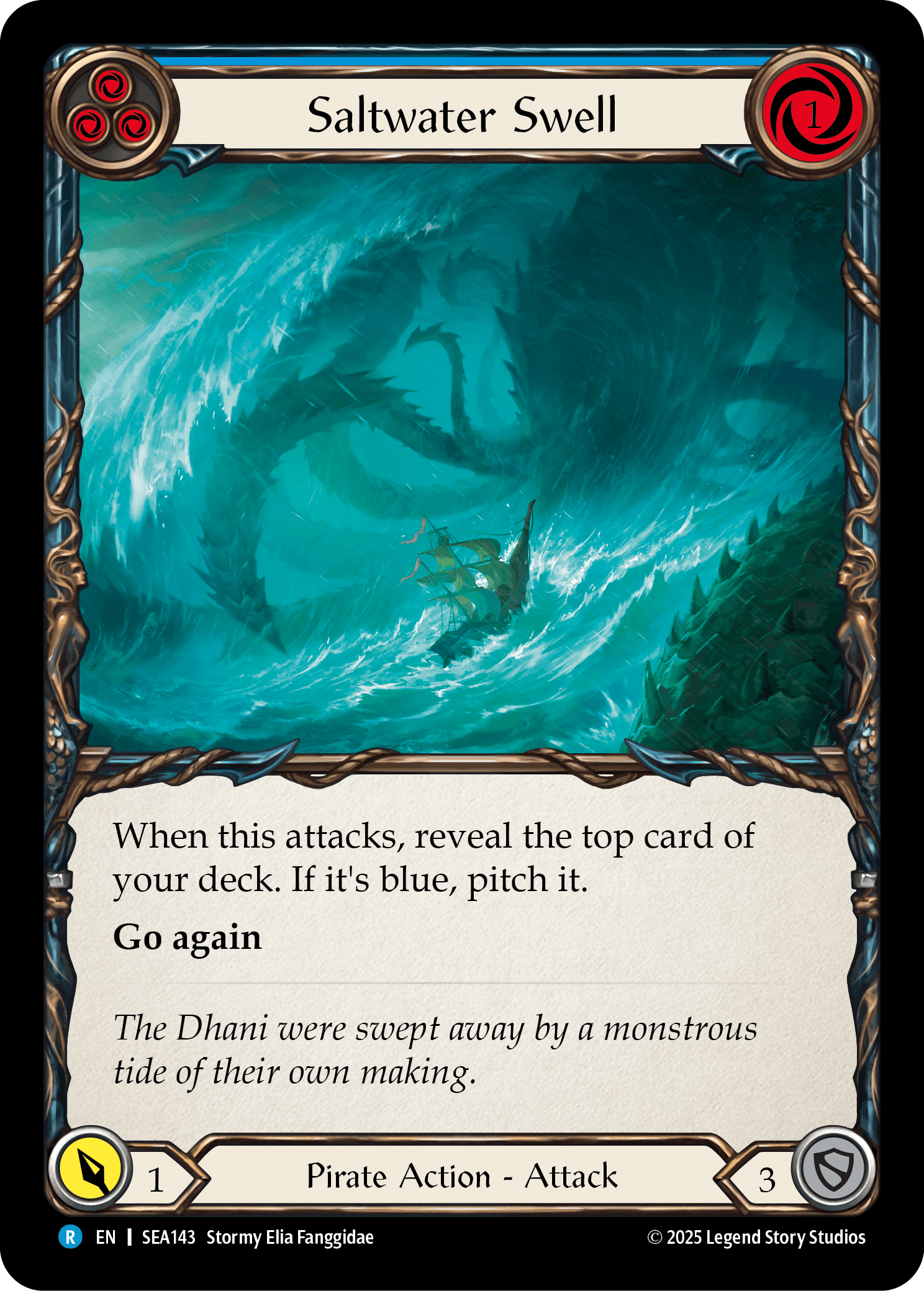 Saltwater Swell (Yellow) (Treasure) — High Seas Flesh and Blood card by Stormy Elia Fanggidae