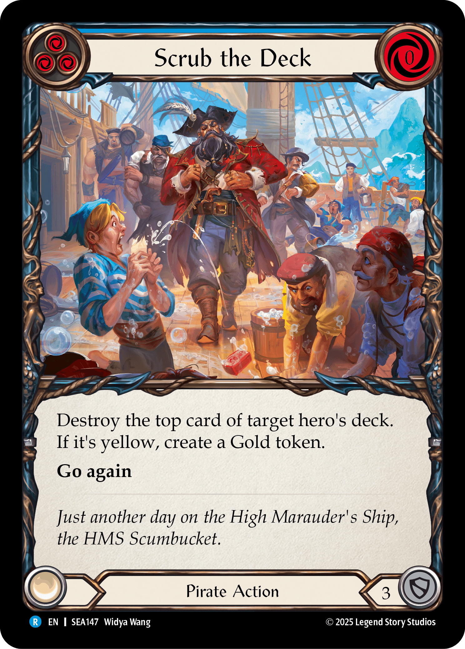 Scrub the Deck (Treasure) — High Seas Flesh and Blood card by Widya Wang
